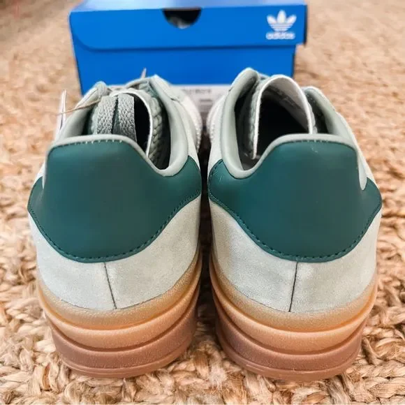 NWT Adidas Gazelle Bold Platform Gum Sole Shoes Silver Green Women’s Size 6 - Picture 11 of 14